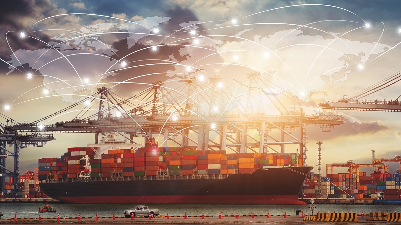 Business,Logistics,Concept,,Global,Network,Coverage,World,Map,truck,With,Industrial